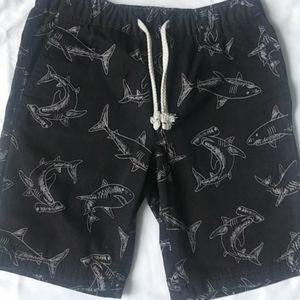 Bold Blue Black Boys Shark Pattern Shorts